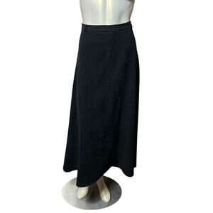 Focus 2000 Black Faux Suede A-Line Midi Skirt size 10
